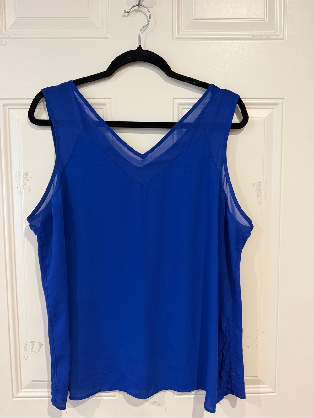 INC International Concepts V-Neck Sleeveless Chiffon Shell - Royal Blue